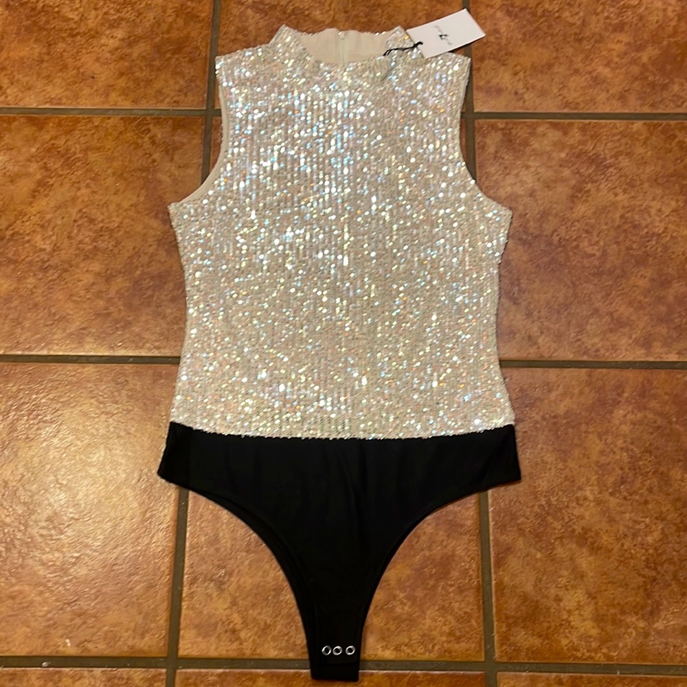 Beautiful sequined bodysuit. 7 For All Mankind brand. Size L